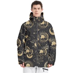 Asian Seamless Pattern With Clouds Moon Sun Stars Vector Collection Oriental Chinese Japanese Korean Men s Multi Pockets Zip Ski And Snowboard Waterproof Breathable Jacket