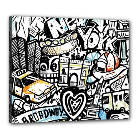 New York City Nyc Broadway Doodle Art Canvas 24  X 20  (stretched)