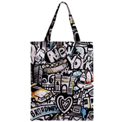 New York City Nyc Broadway Doodle Art Zipper Classic Tote Bag