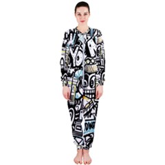 New York City Nyc Broadway Doodle Art Onepiece Jumpsuit (ladies)