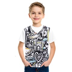 New York City Nyc Broadway Doodle Art Kids  Basketball Tank Top