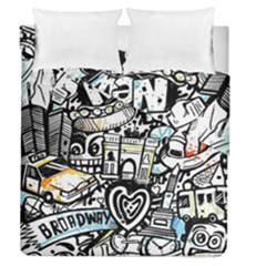 New York City Nyc Broadway Doodle Art Duvet Cover Double Side (queen Size)