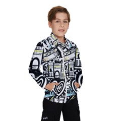 New York City Nyc Broadway Doodle Art Kids  Windbreaker