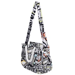 New York City Nyc Broadway Doodle Art Rope Handles Shoulder Strap Bag by Grandong