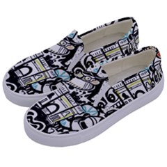 New York City Nyc Broadway Doodle Art Kids  Canvas Slip Ons