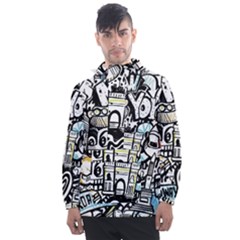 New York City Nyc Broadway Doodle Art Men s Front Pocket Pullover Windbreaker