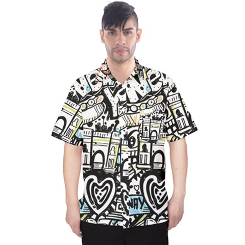 New York City Nyc Broadway Doodle Art Men s Hawaii Shirt by Grandong