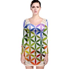 Mandala Rainbow Colorful Long Sleeve Bodycon Dress