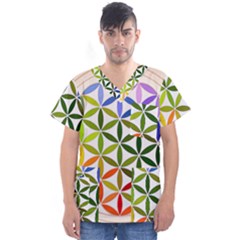 Mandala Rainbow Colorful Men s V-neck Scrub Top