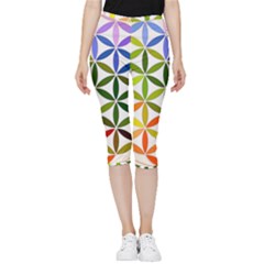 Mandala Rainbow Colorful Inside Out Lightweight Velour Capri Leggings  by Grandong