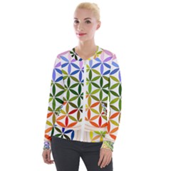 Mandala Rainbow Colorful Velvet Zip Up Jacket