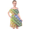 Mandala Rainbow Colorful Kids  Cut Out Shoulders Chiffon Dress View1