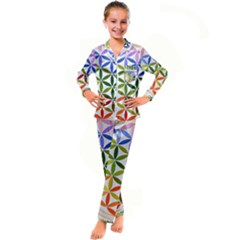 Mandala Rainbow Colorful Kids  Satin Long Sleeve Pajamas Set by Grandong