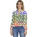 Mandala Rainbow Colorful Women s Long Sleeve Revers Collar Cropped Jacket View1