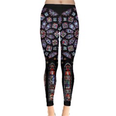 Chartres Cathedral Notre Dame De Paris Stained Glass Everyday Leggings  by Grandong