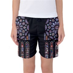 Chartres Cathedral Notre Dame De Paris Stained Glass Women s Basketball Shorts