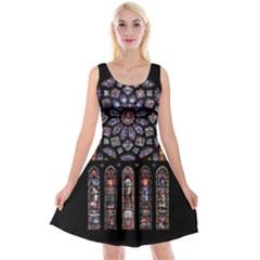 Chartres Cathedral Notre Dame De Paris Stained Glass Reversible Velvet Sleeveless Dress