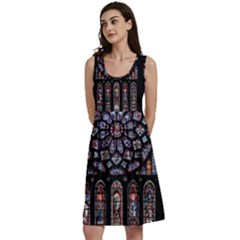 Chartres Cathedral Notre Dame De Paris Stained Glass Classic Skater Dress by Grandong