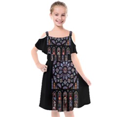 Chartres Cathedral Notre Dame De Paris Stained Glass Kids  Cut Out Shoulders Chiffon Dress