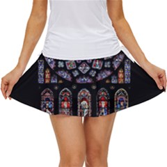 Chartres Cathedral Notre Dame De Paris Stained Glass Women s Skort by Grandong