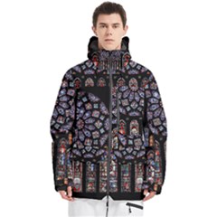 Chartres Cathedral Notre Dame De Paris Stained Glass Men s Multi Pockets Zip Ski And Snowboard Waterproof Breathable Jacket