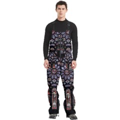 Chartres Cathedral Notre Dame De Paris Stained Glass Men s Front Zip Ski And Snowboard Bib Pants