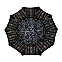 Chartres Cathedral Notre Dame De Paris Stained Glass Automatic Folding Umbrella With Case (large)