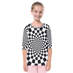 Geomtric Pattern Illusion Shapes Kids  Quarter Sleeve Raglan T-shirt