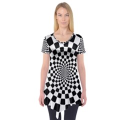 Geomtric Pattern Illusion Shapes Short Sleeve Tunic 