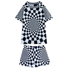 Geomtric Pattern Illusion Shapes Kids  Swim T-shirt And Shorts Set