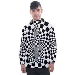 Geomtric Pattern Illusion Shapes Men s Front Pocket Pullover Windbreaker