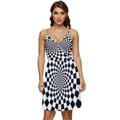 Geomtric Pattern Illusion Shapes V-neck Pocket Summer Dress 