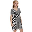 Geomtric Pattern Illusion Shapes Kids  Short Sleeve Tiered Mini Dress View3