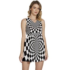 Geomtric Pattern Illusion Shapes Sleeveless High Waist Mini Dress