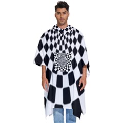 Geomtric Pattern Illusion Shapes Men s Hooded Rain Ponchos