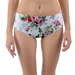 Floral Elements Peony Chinese Rose Reversible Mid-waist Bikini Bottoms