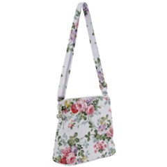 Floral Elements Peony Chinese Rose Zipper Messenger Bag