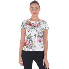 Floral Elements Peony Chinese Rose Short Sleeve Sports Top 