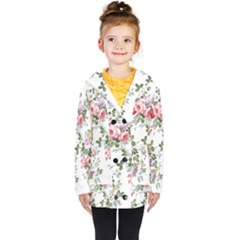 Floral Elements Peony Chinese Rose Kids  Double Breasted Button Coat