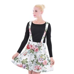 Floral Elements Peony Chinese Rose Suspender Skater Skirt