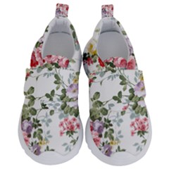 Floral Elements Peony Chinese Rose Kids  Velcro No Lace Shoes