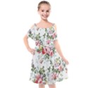 Floral Elements Peony Chinese Rose Kids  Cut Out Shoulders Chiffon Dress View1