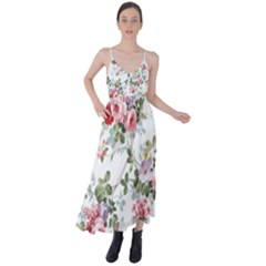 Floral Elements Peony Chinese Rose Tie Back Maxi Dress