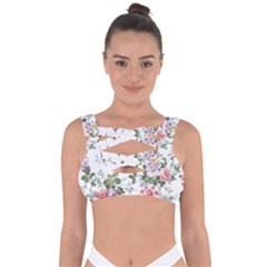 Floral Elements Peony Chinese Rose Bandaged Up Bikini Top