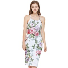 Floral Elements Peony Chinese Rose Bodycon Cross Back Summer Dress