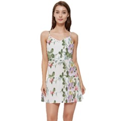 Floral Elements Peony Chinese Rose Short Frill Dress