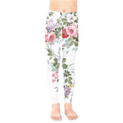 Floral Elements Peony Chinese Rose Kids  Classic Winter Leggings