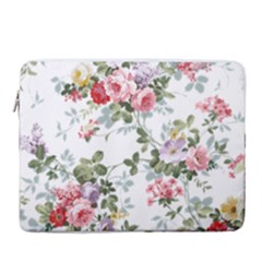 Floral Elements Peony Chinese Rose 15  Vertical Laptop Sleeve Case With Pocket