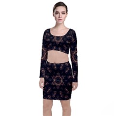 Bronze Age Mandala Long Sleeve Crop Top & Bodycon Skirt Set