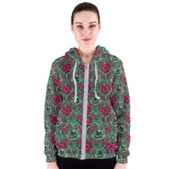 Retro 1880s Flowers Pattern 3 Women s Zipper Hoodie